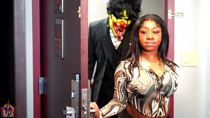 Watch Lola B cheat on her man with the clown and get a big strap on surprise
